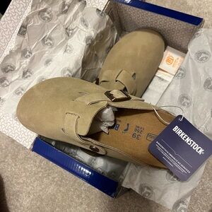 Birkenstock Boston Soft Footbed Clogs In Taupe Sz 39